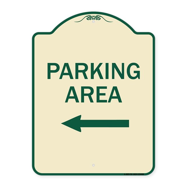 Parking Area with Left Arrow Heavy-Gauge Aluminum Architectural Sign, 24" x 18", TG-1824-23466